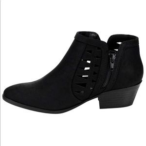 TOP Moda Perforated Cut Out Block Heel Booties